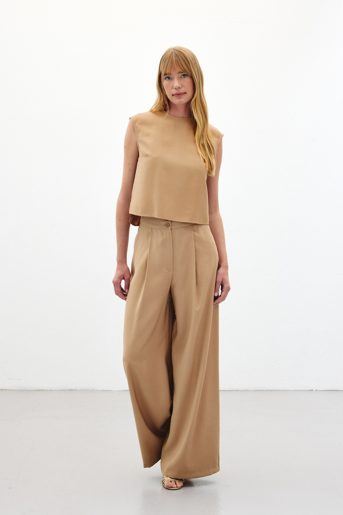 Geniş Paça Pantolon - Camel