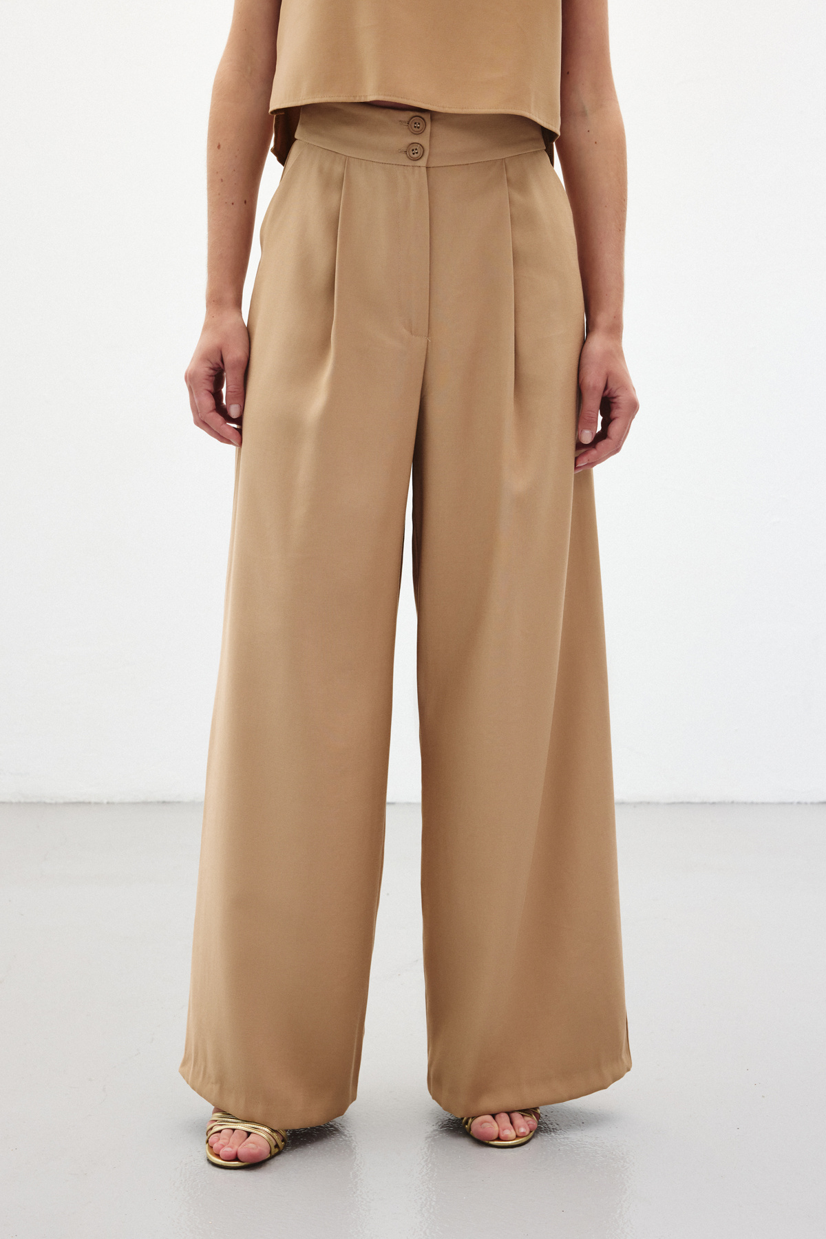 Geniş Paça Pantolon - Camel