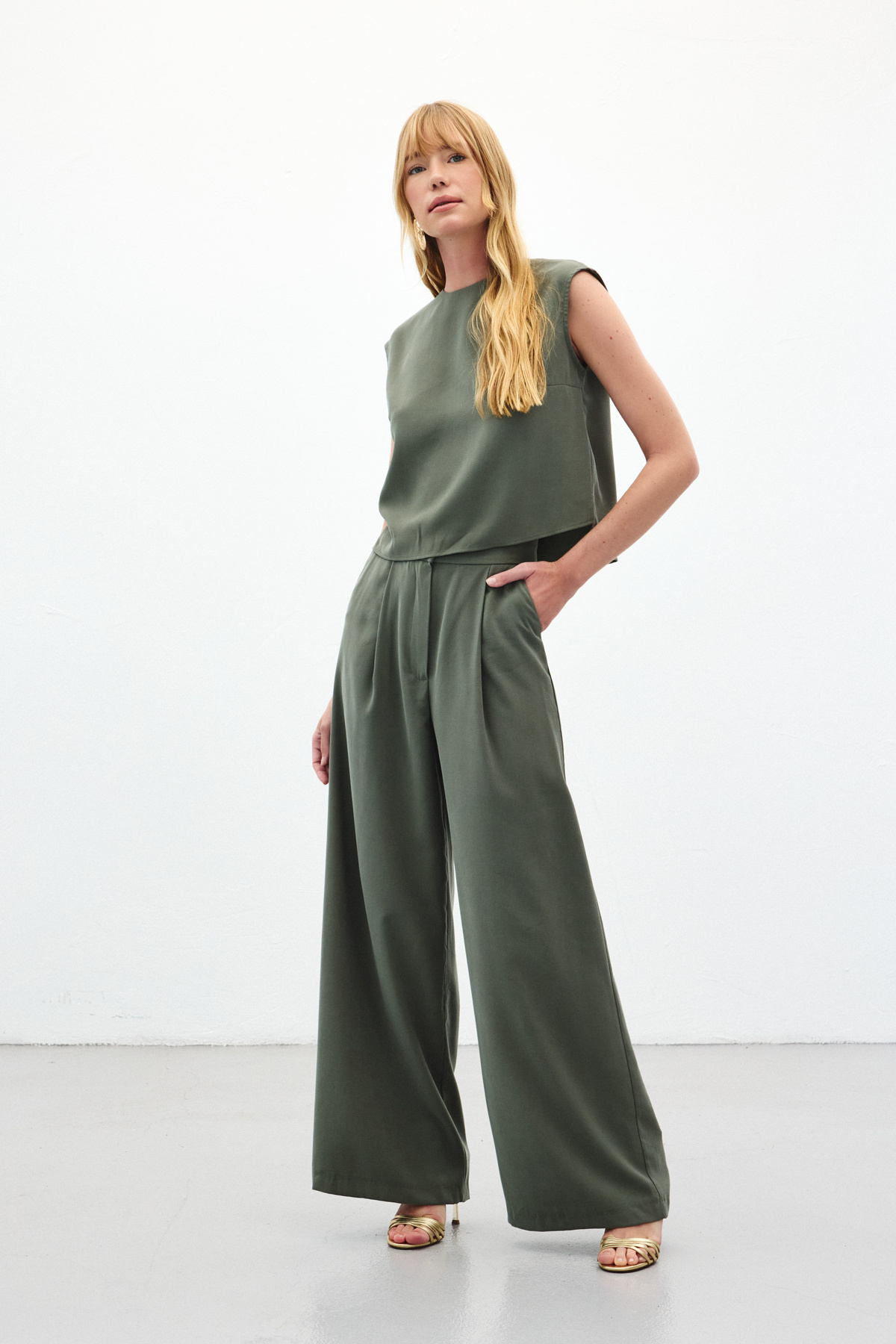 Geniş Paça Pantolon - Haki