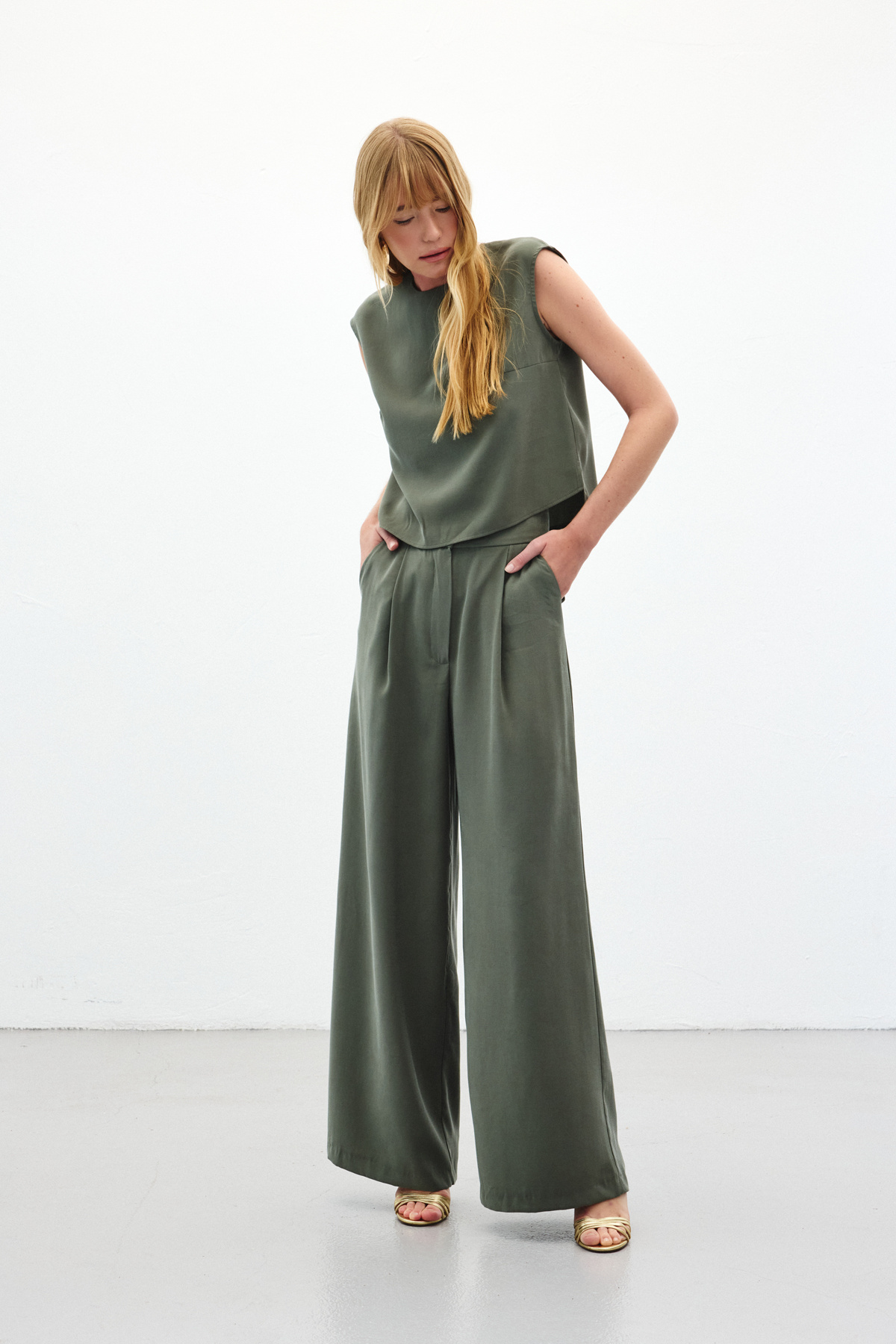 Geniş Paça Pantolon - Haki