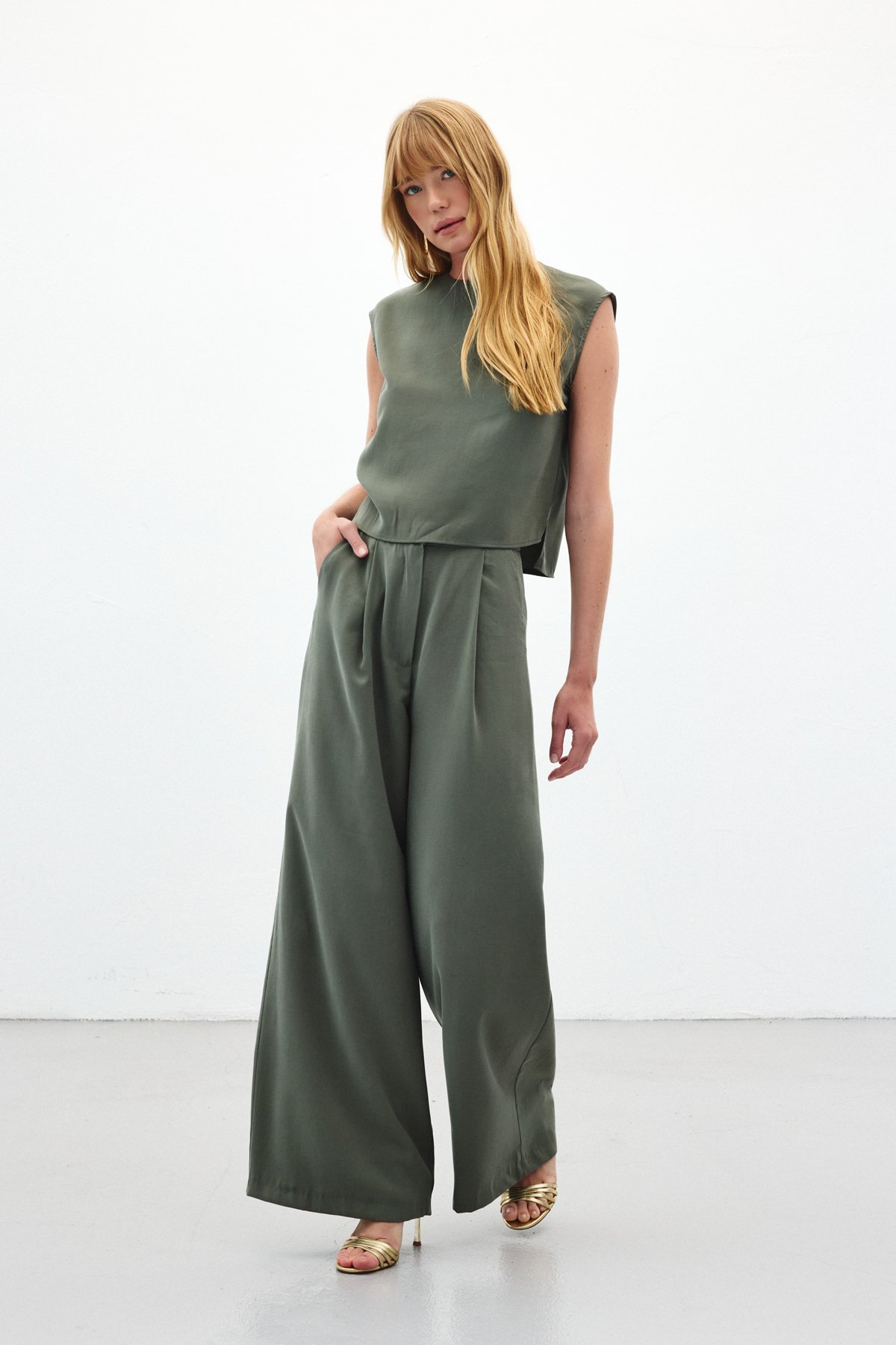 Geniş Paça Pantolon - Haki