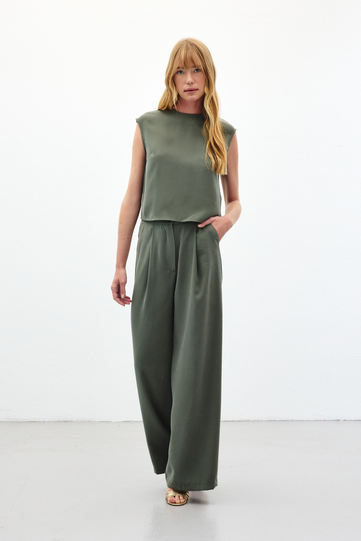 Geniş Paça Pantolon - Haki