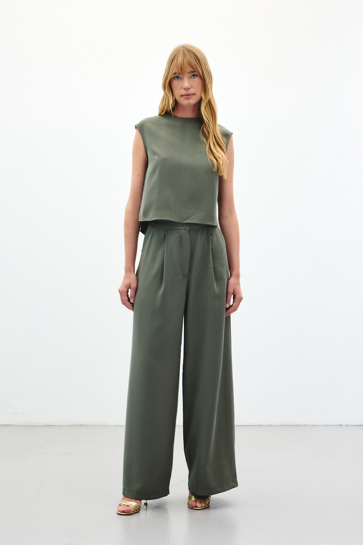 Geniş Paça Pantolon - Haki