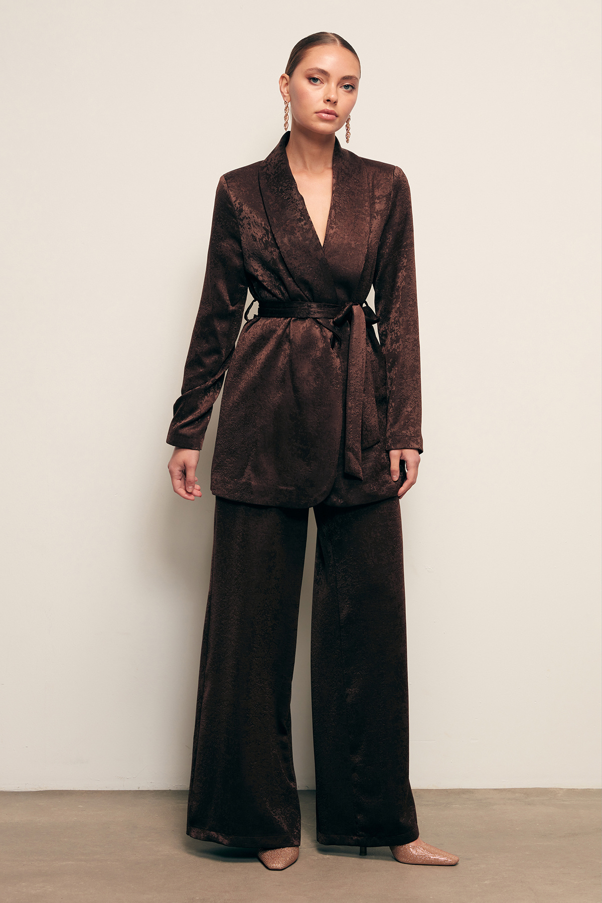 Geniş Paça Pantolon - KAHVE