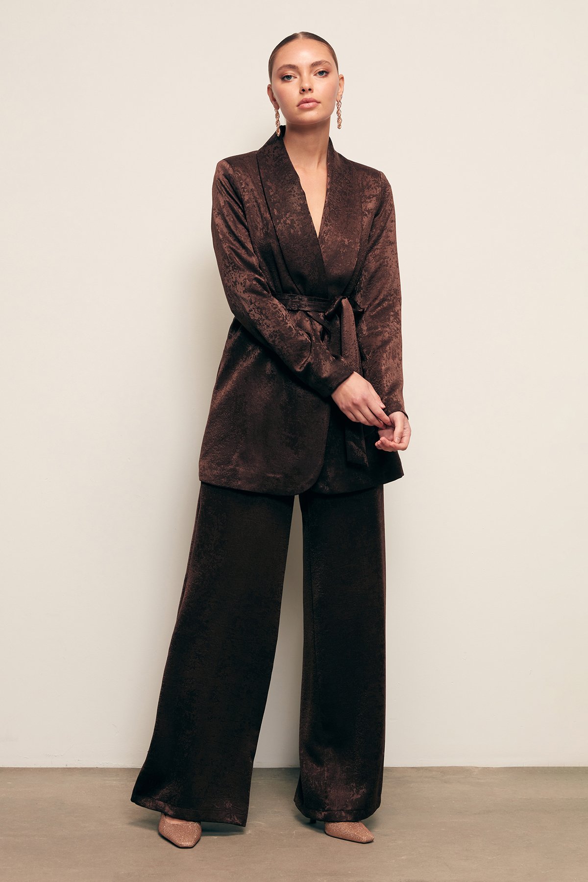 Geniş Paça Pantolon - KAHVE