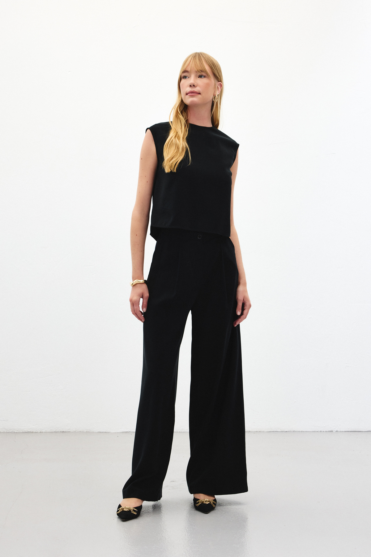 Geniş Paça Pantolon - Siyah