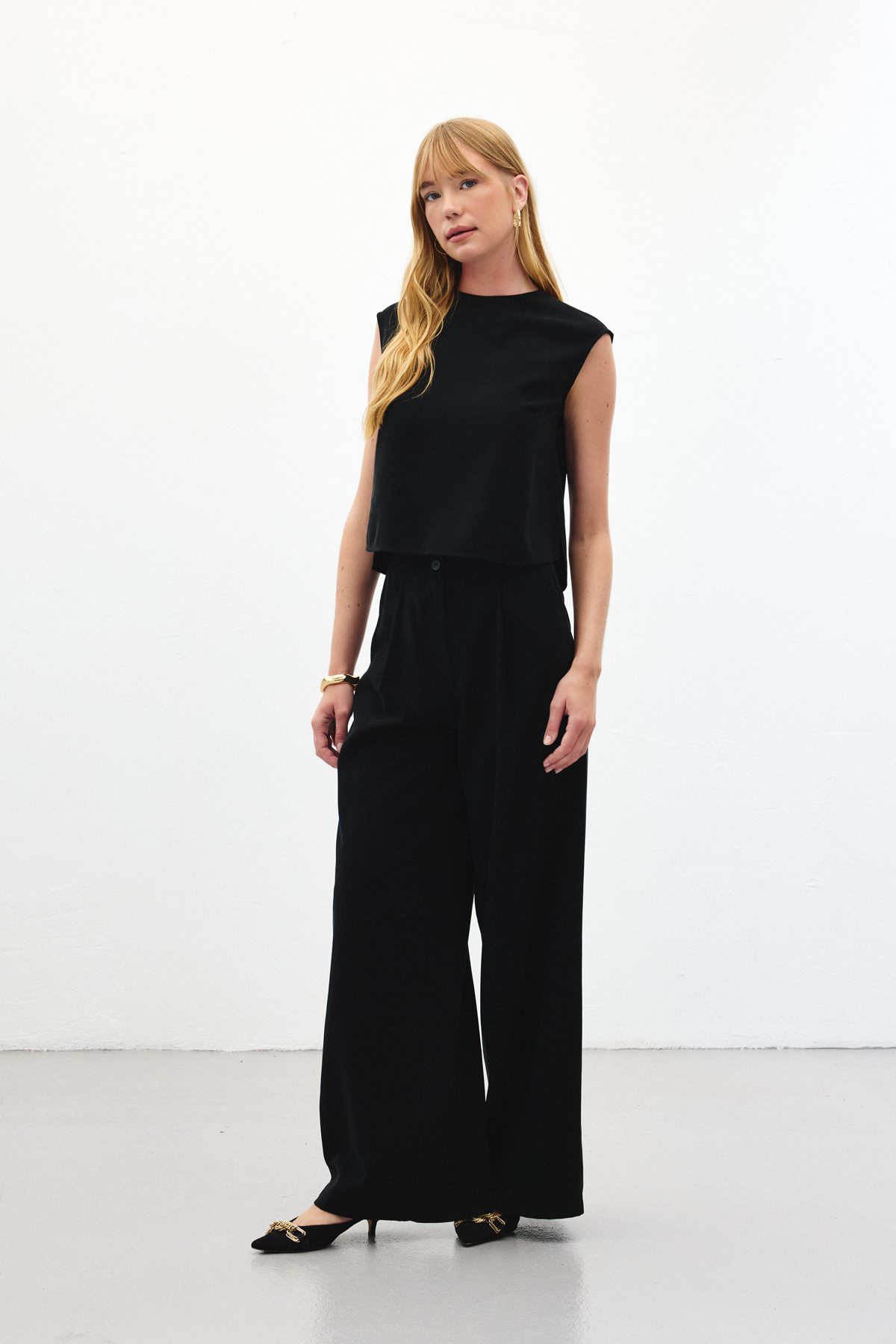 Geniş Paça Pantolon - Siyah