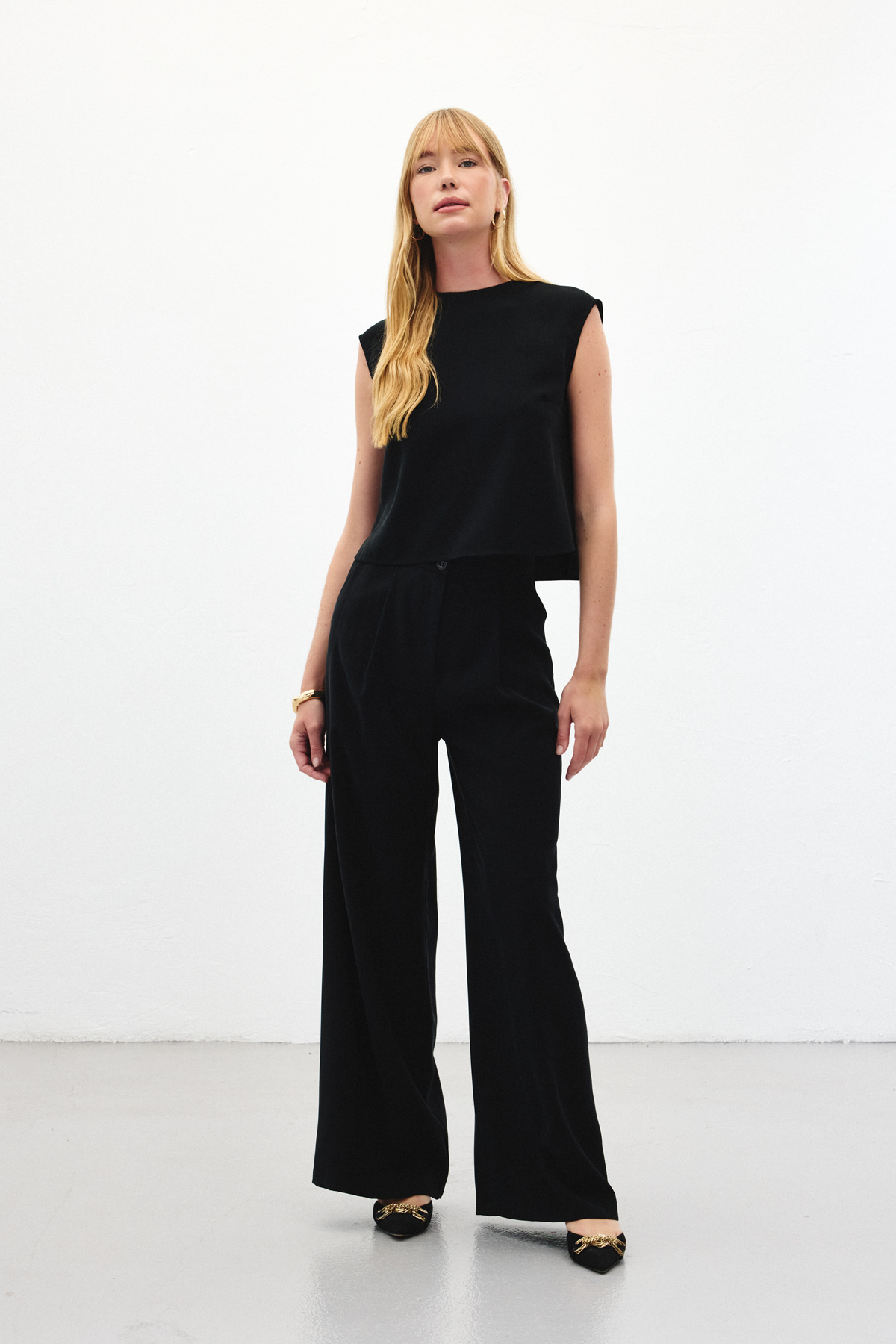 Geniş Paça Pantolon - Siyah