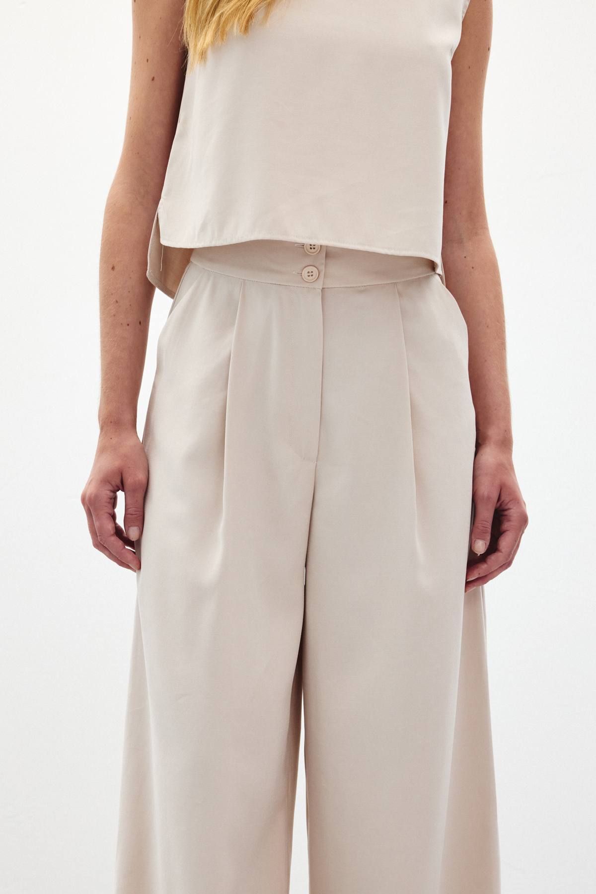 Geniş Paça Pantolon - Taş