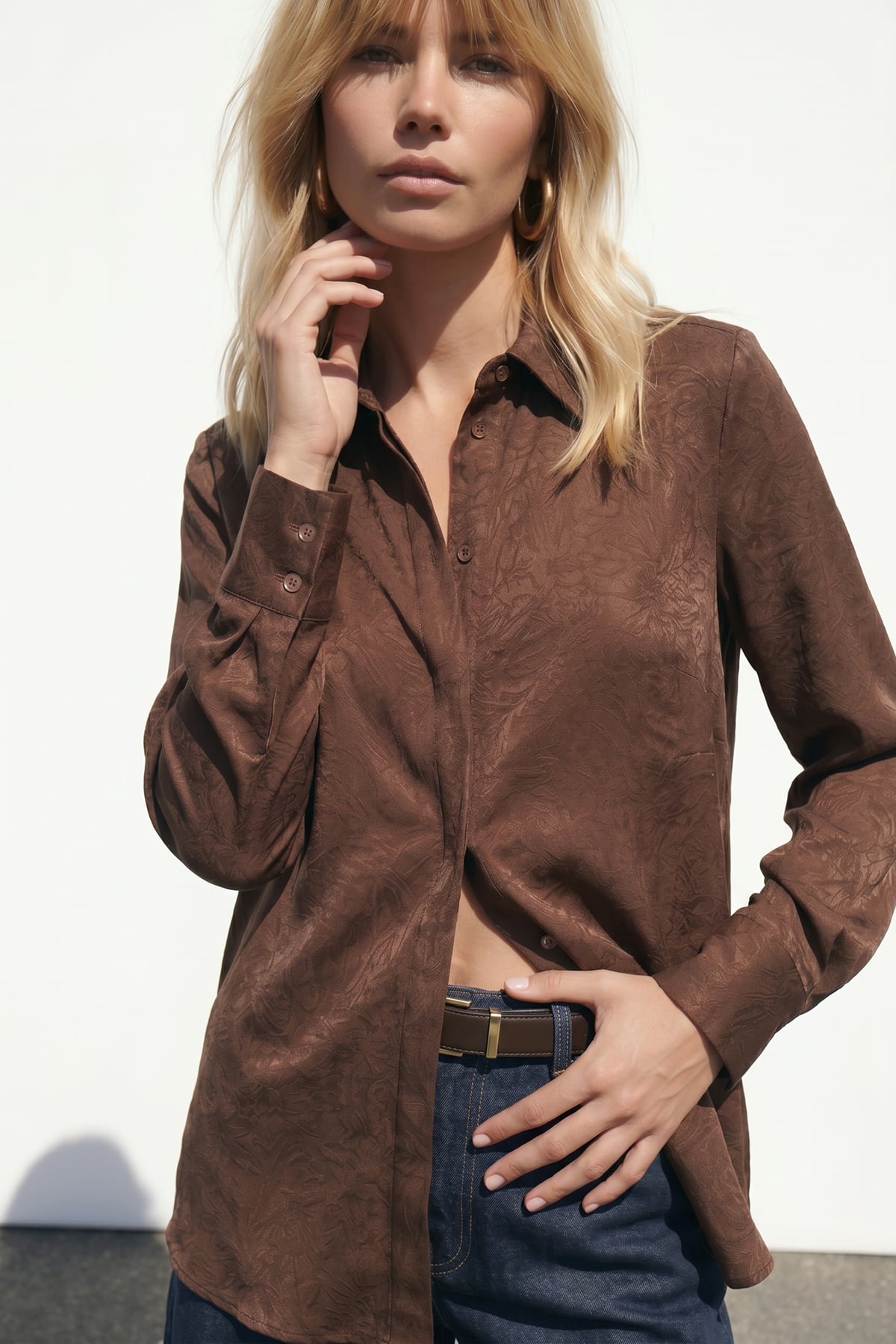 Hidden Flap Shirt - Open coffee