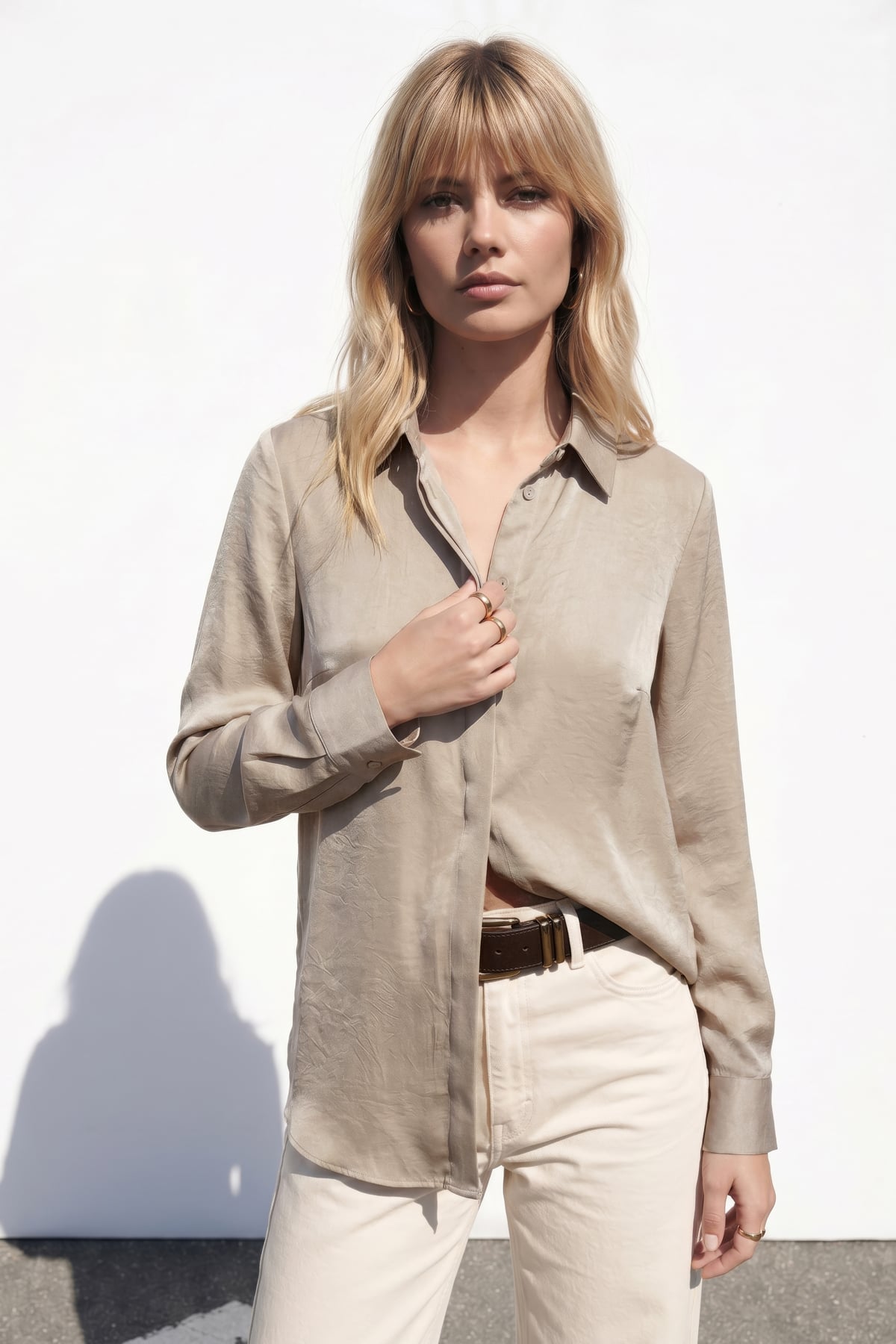 Hidden Flap Shirt - Beıge