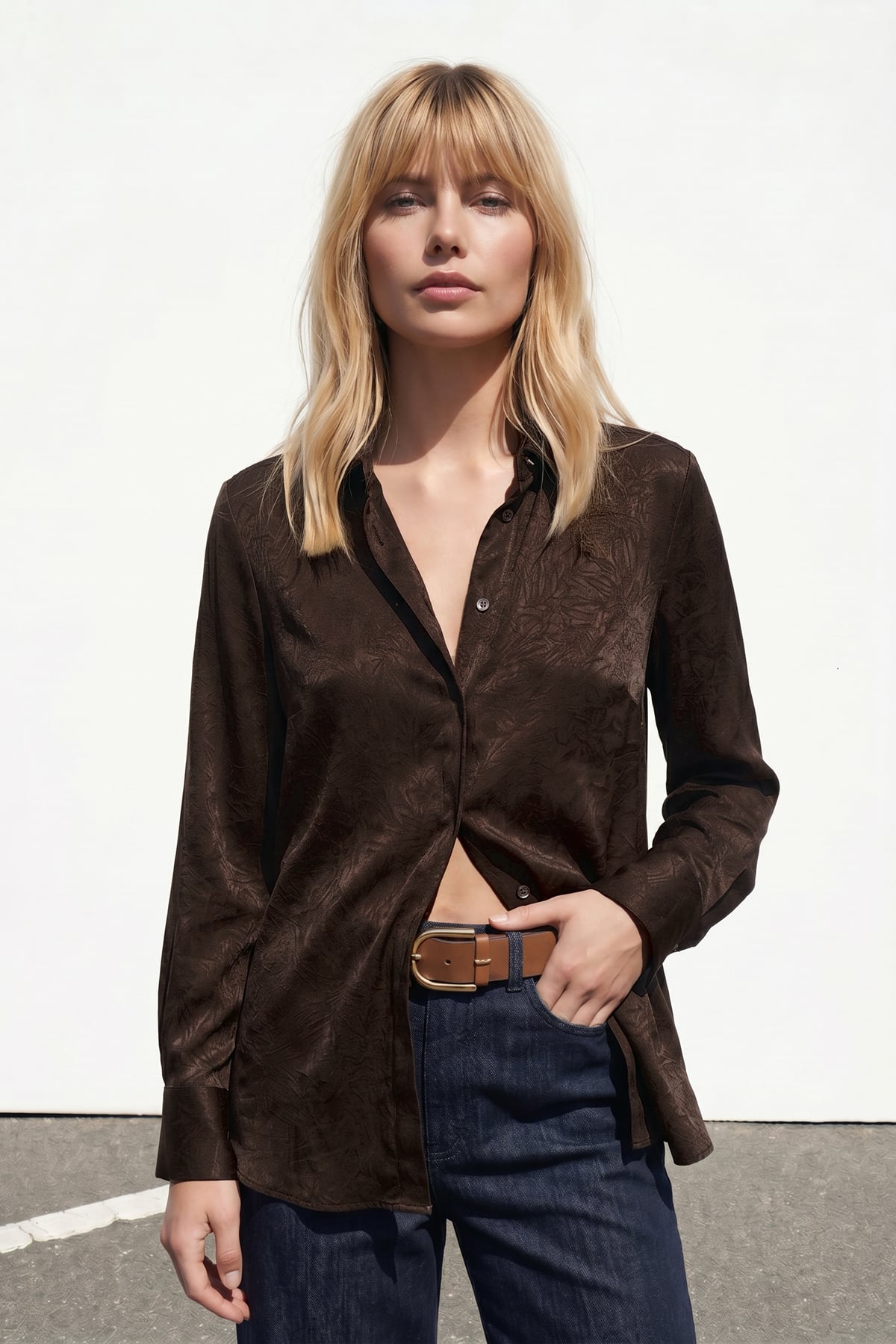 Hidden Flap Shirt - Brown