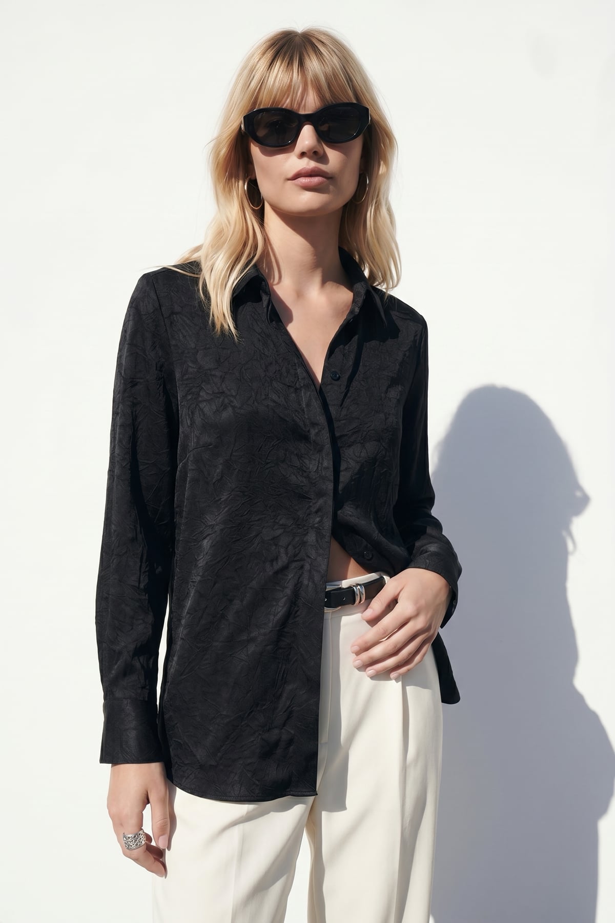 Hidden Flap Shirt - Black