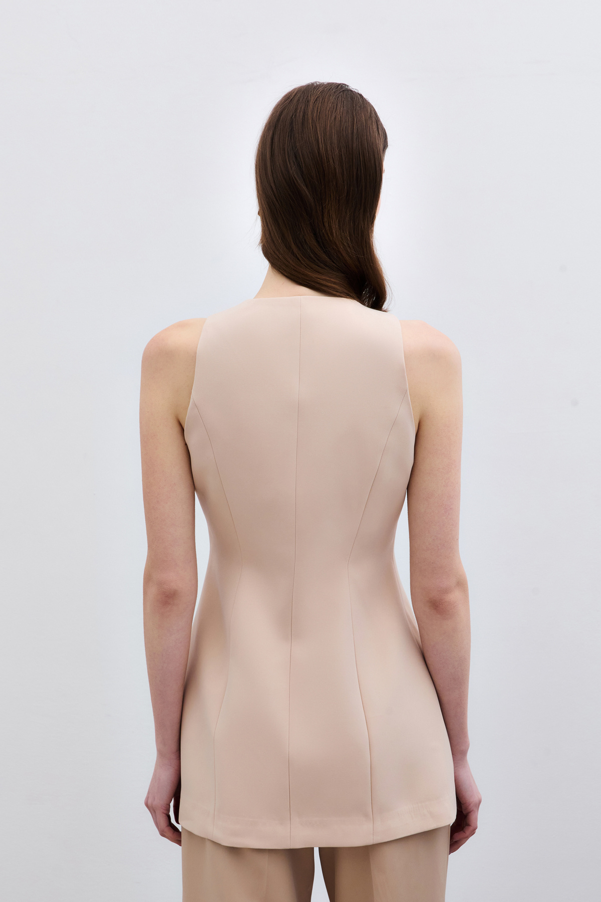 Gold Düğmeli Yelek - Bej