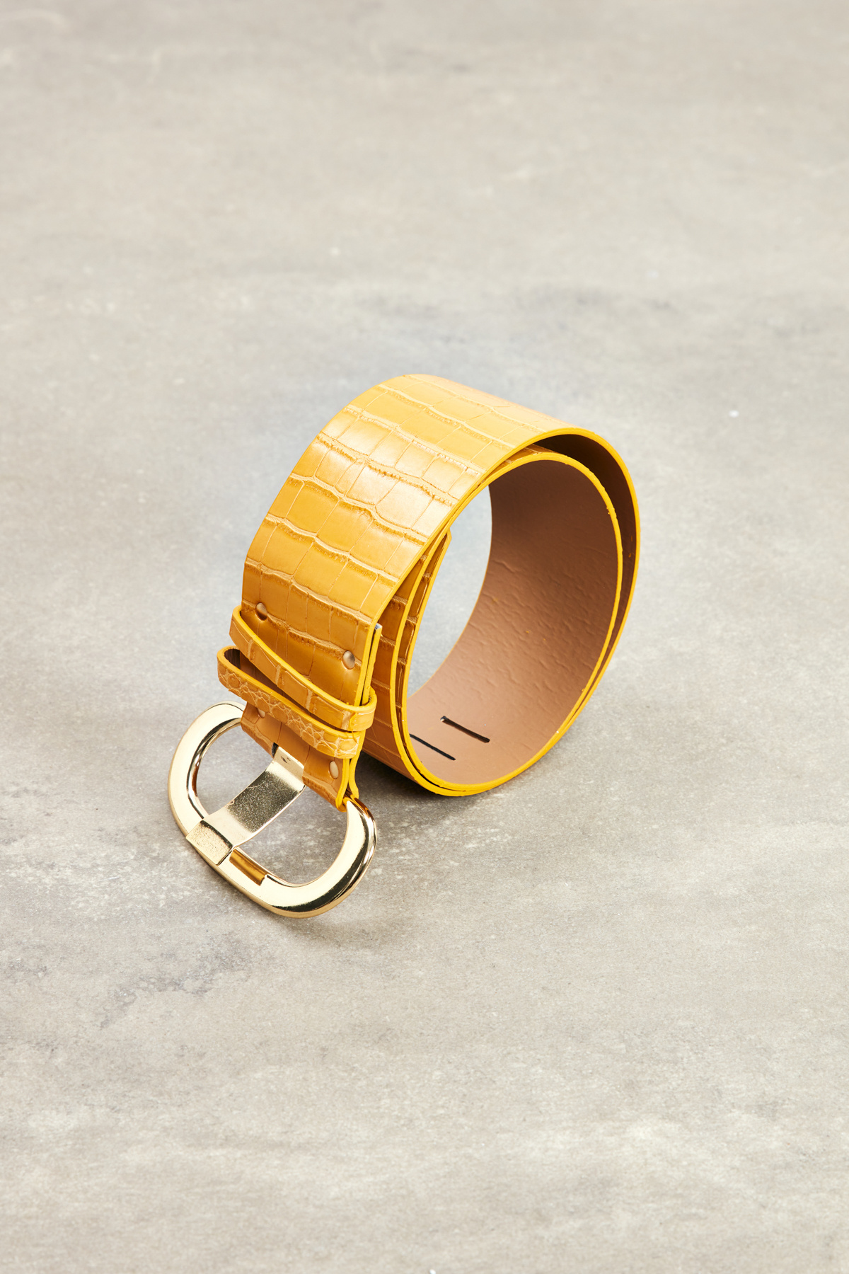 Wide Belt with Gold Buckle - YELLOW