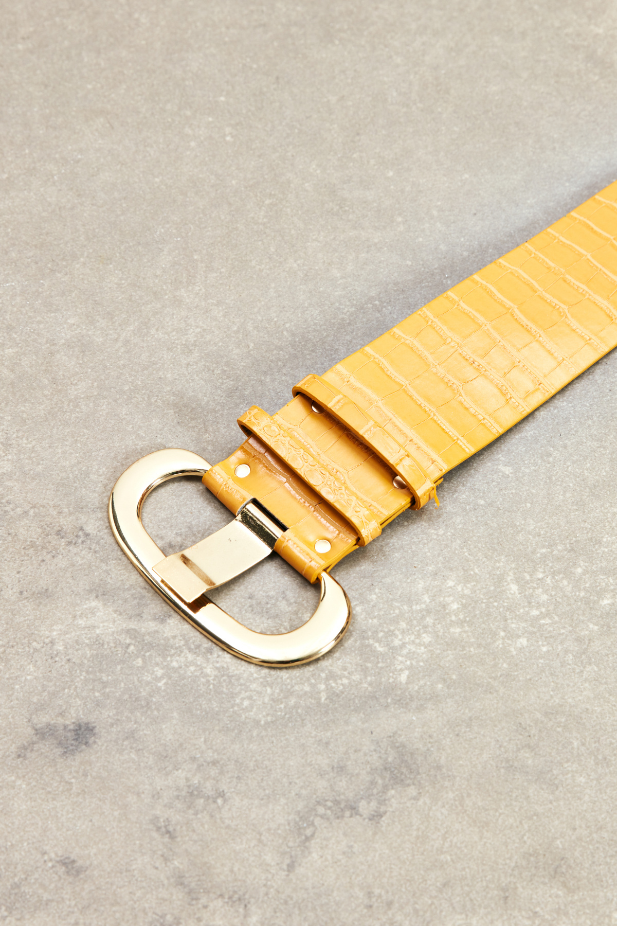 Wide Belt with Gold Buckle - YELLOW