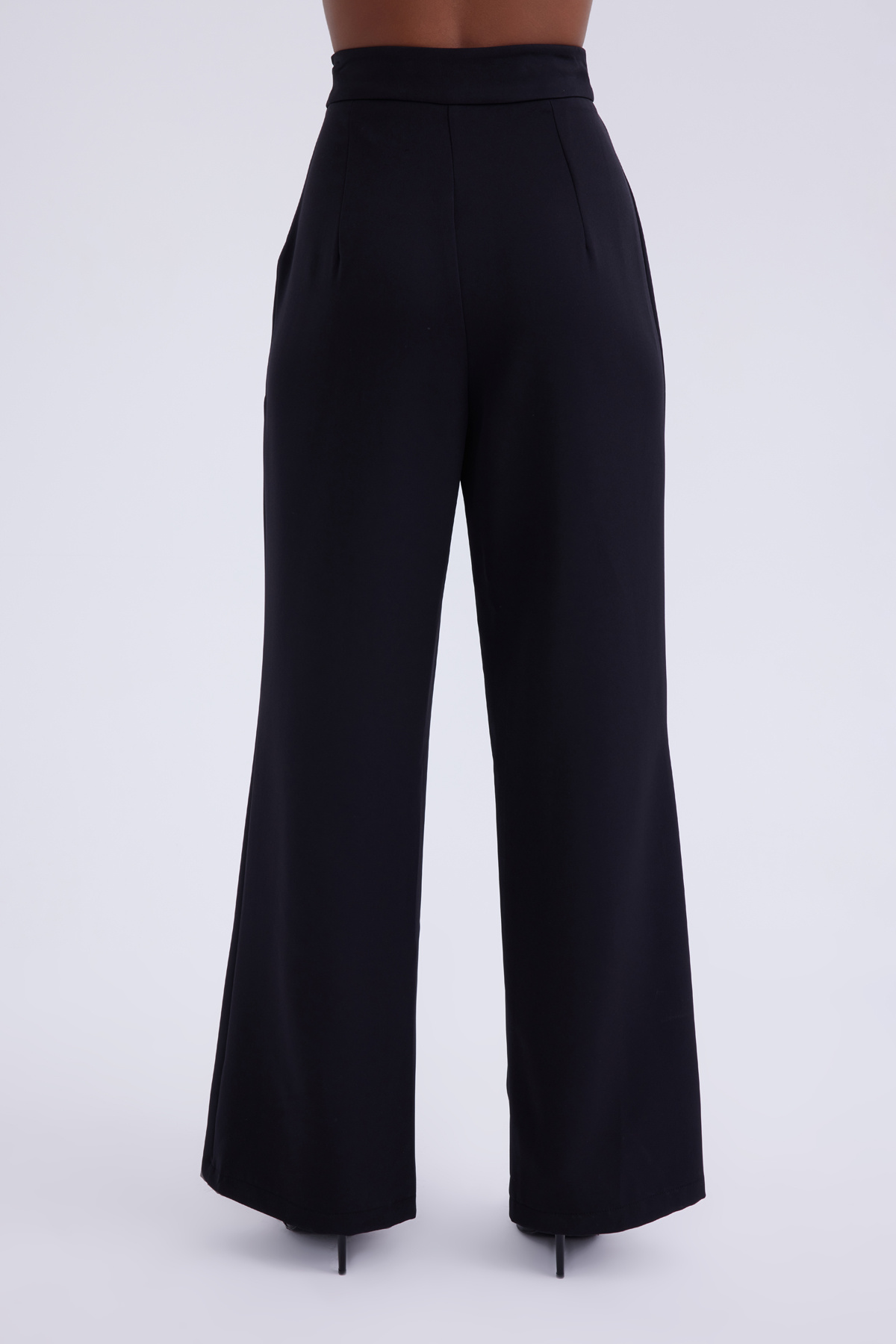Gold zincirli wide leg fit pantolon - SİYAH