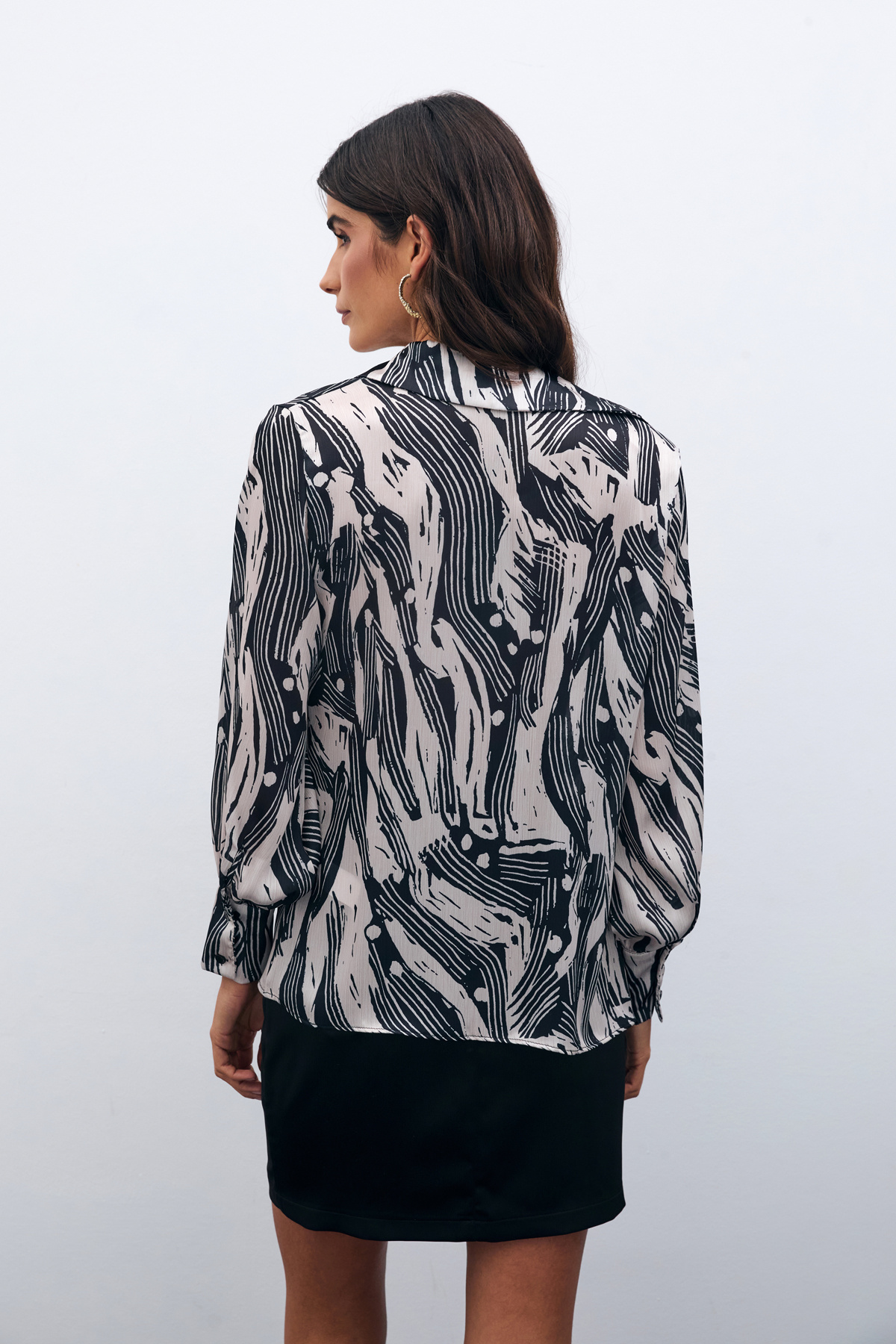 Gömlek Yaka Bluz - Siyah