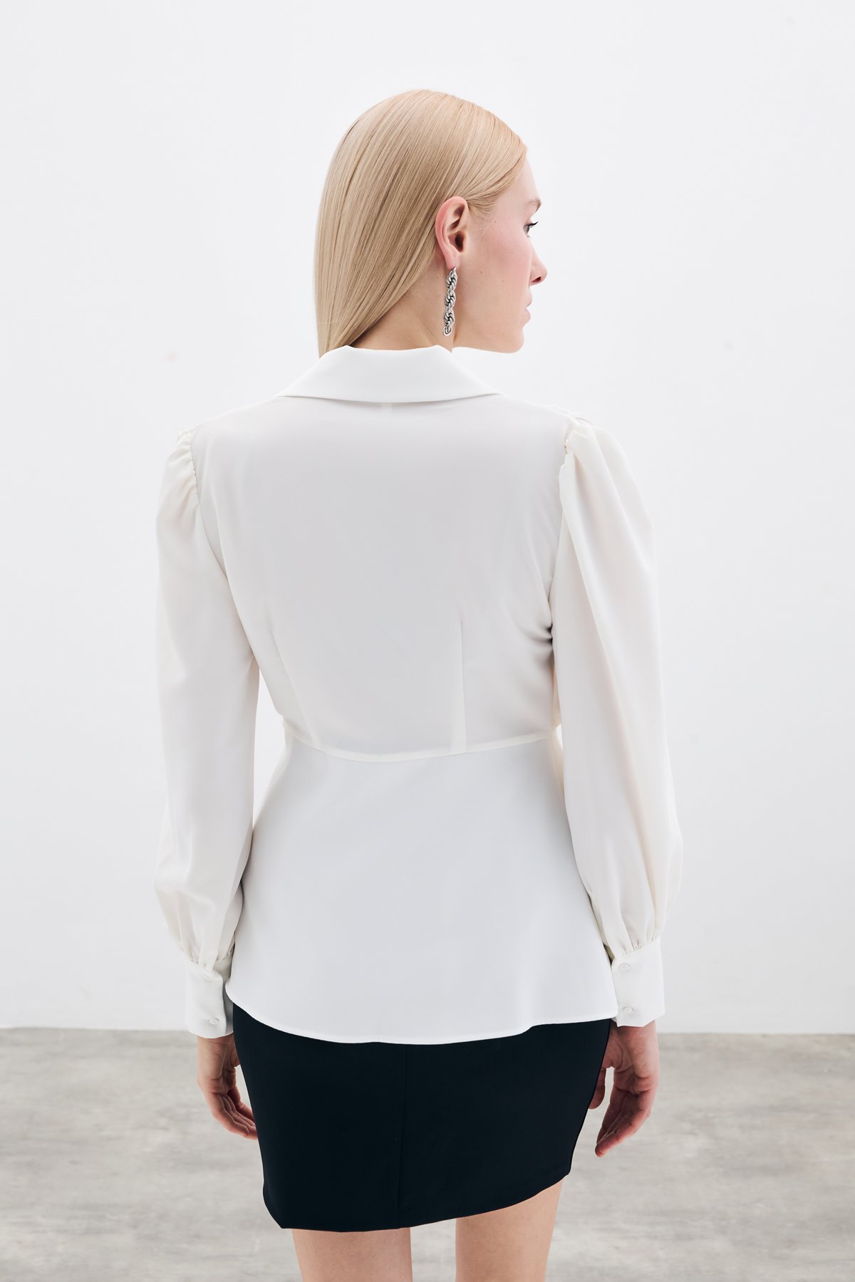 Gömlek Yakalı Bluz - Ekru