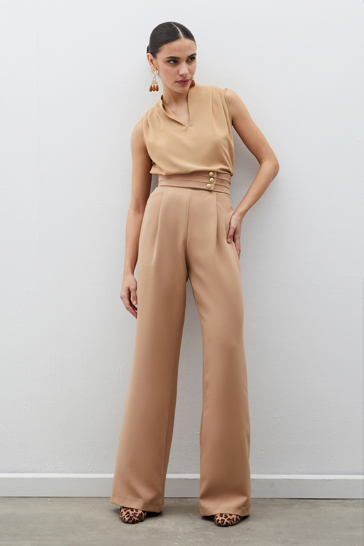 Hakim Yaka Kolsuz Bluz - CAMEL