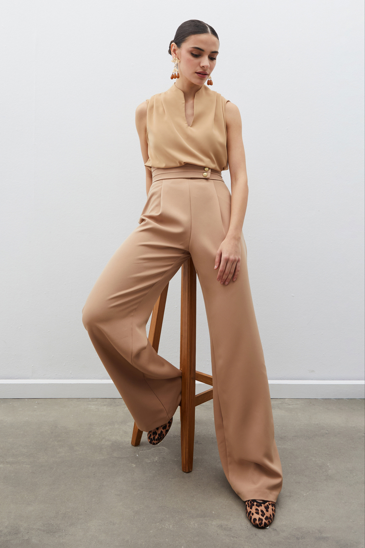 Hakim Yaka Kolsuz Bluz - CAMEL