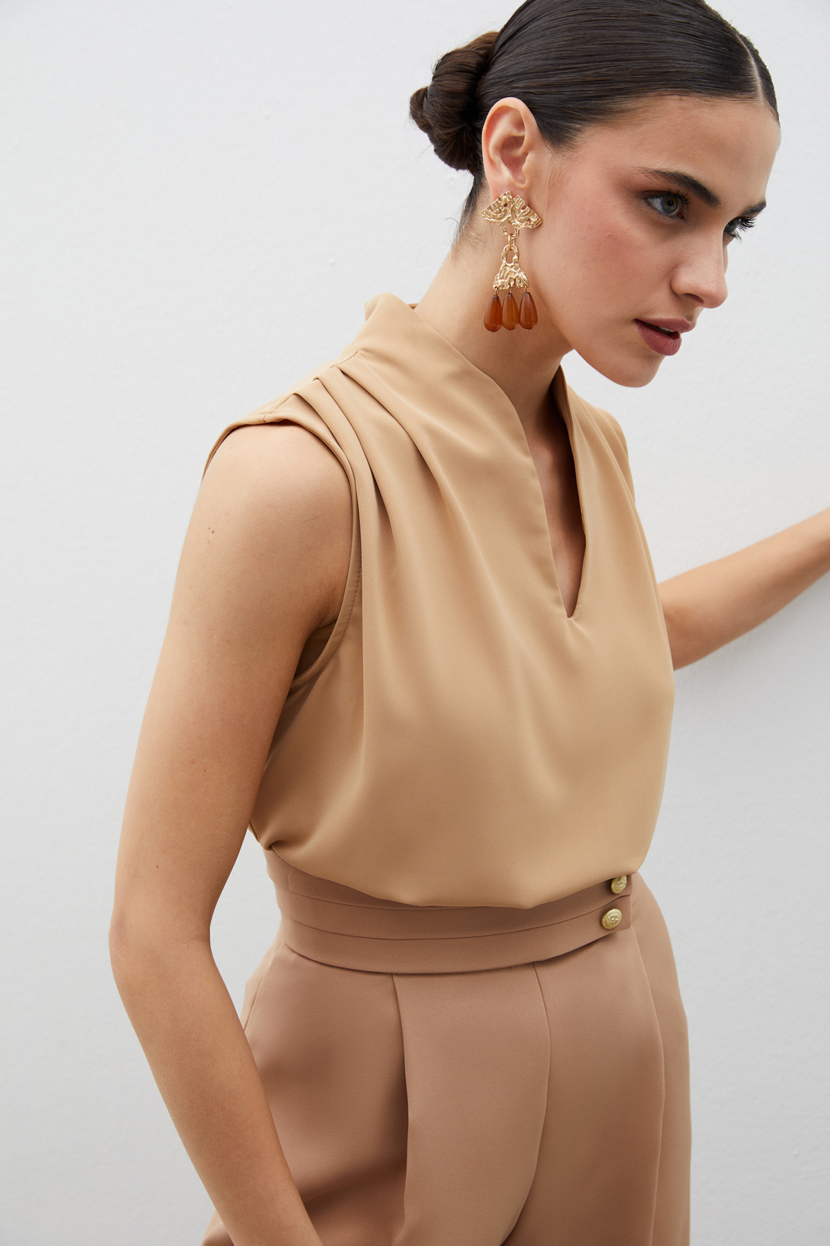 Hakim Yaka Kolsuz Bluz - CAMEL