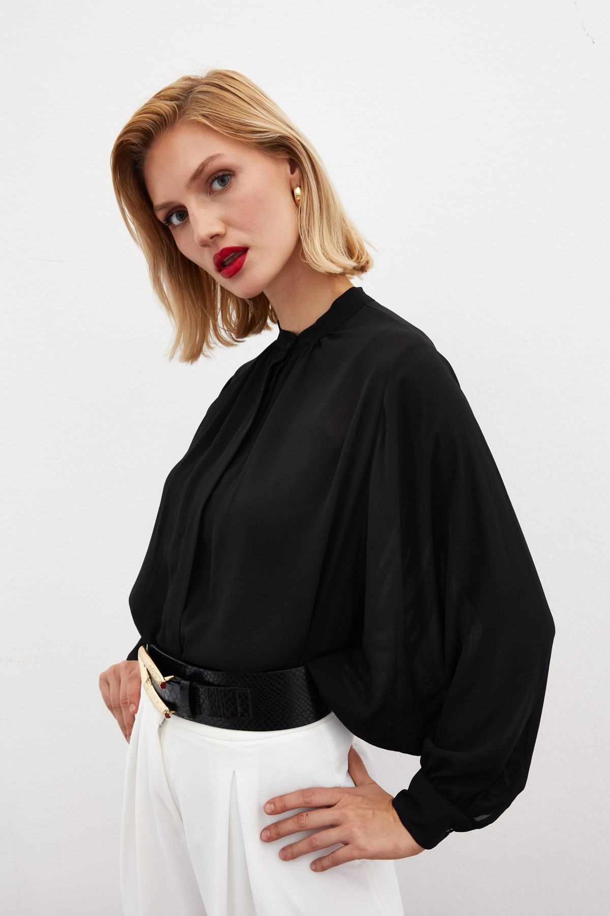 Hakim Yaka Salaş Gömlek - SİYAH