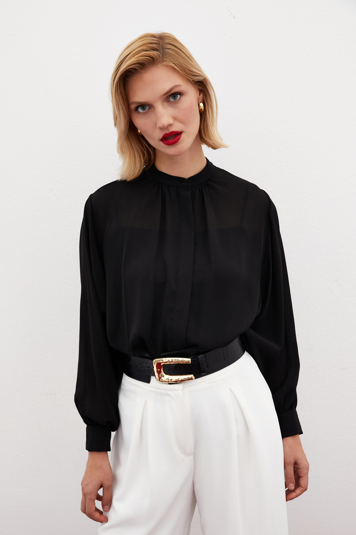 Hakim Yaka Salaş Gömlek - SİYAH