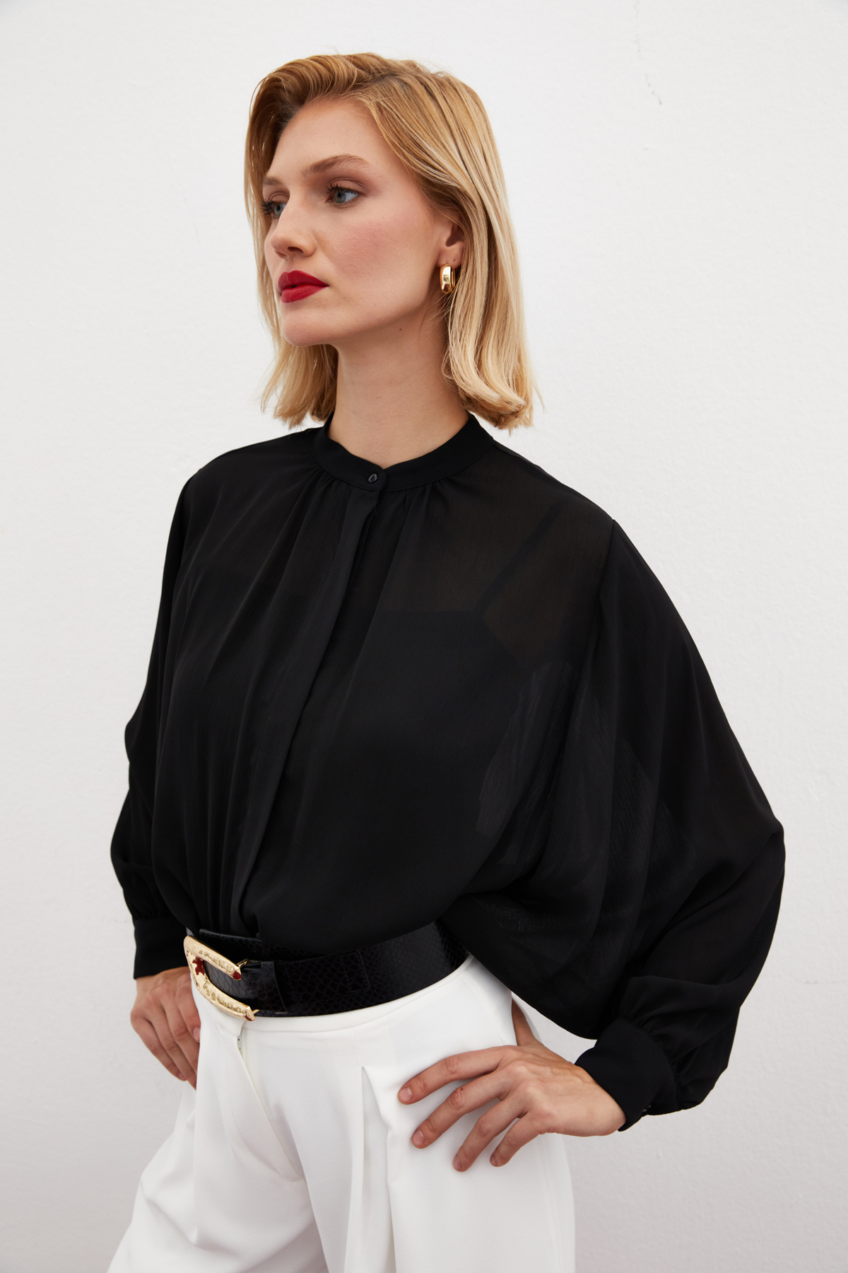 Hakim Yaka Salaş Gömlek - SİYAH