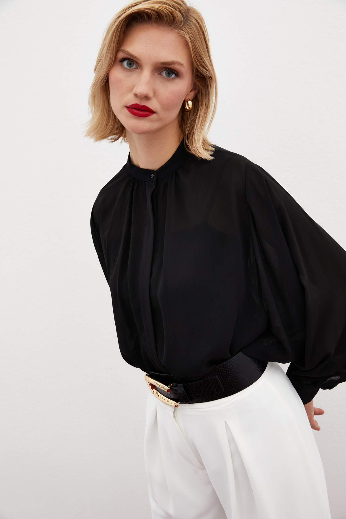 Hakim Yaka Salaş Gömlek - SİYAH