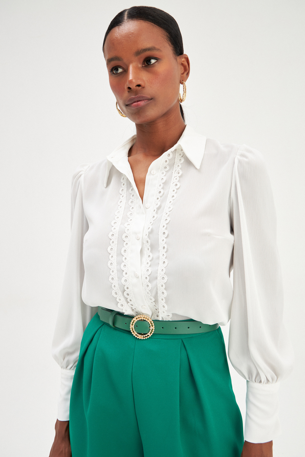 Ring Gold Buckle Belt - GREEN