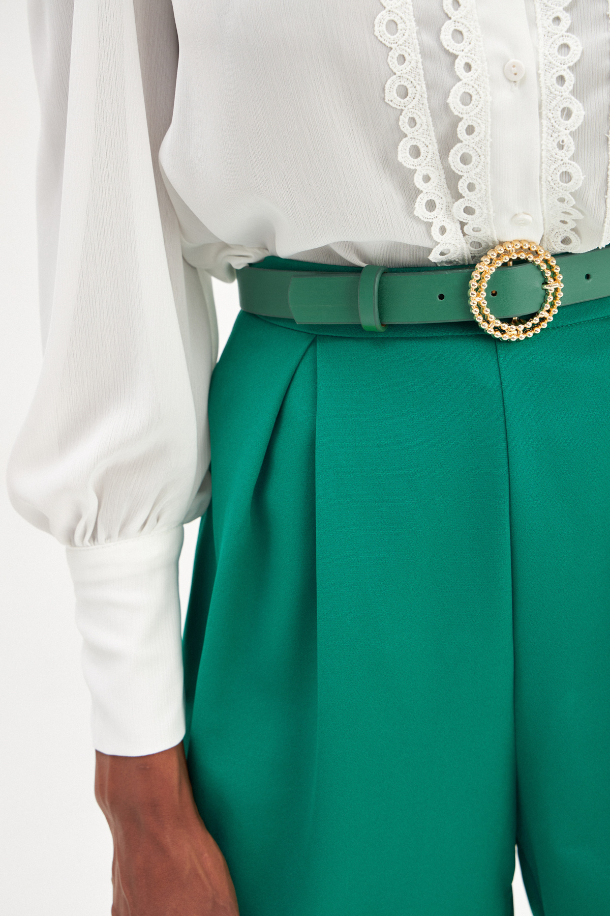 Ring Gold Buckle Belt - GREEN