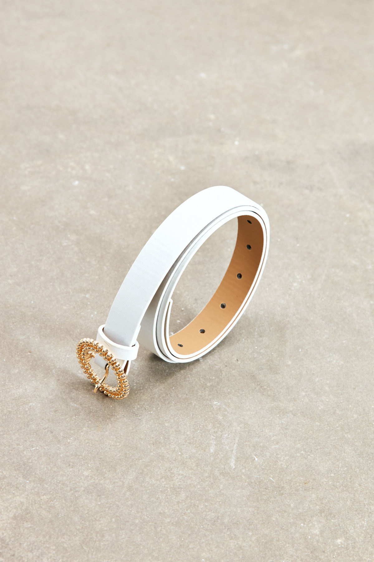 Ring Gold Buckle Belt - WHITES
