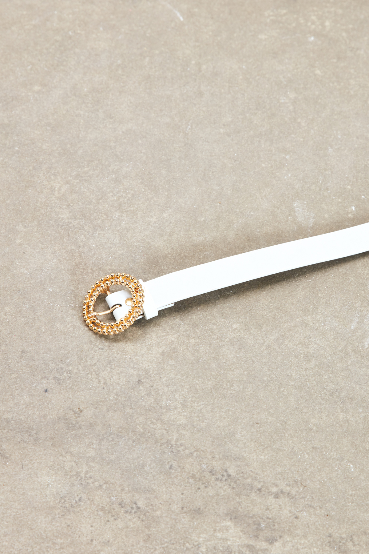 Ring Gold Buckle Belt - WHITES