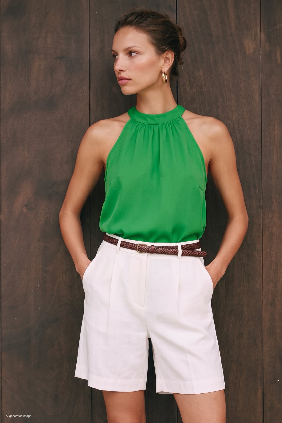 Halter Neck Blouse - Green