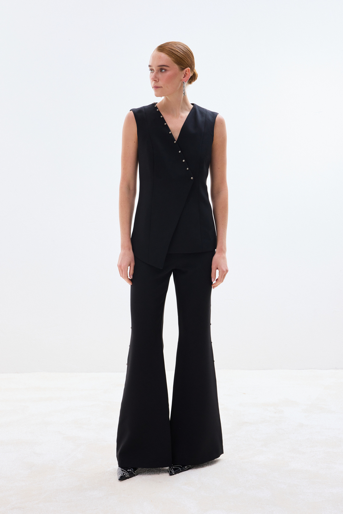 İncili Kruvaze Yelek - Siyah