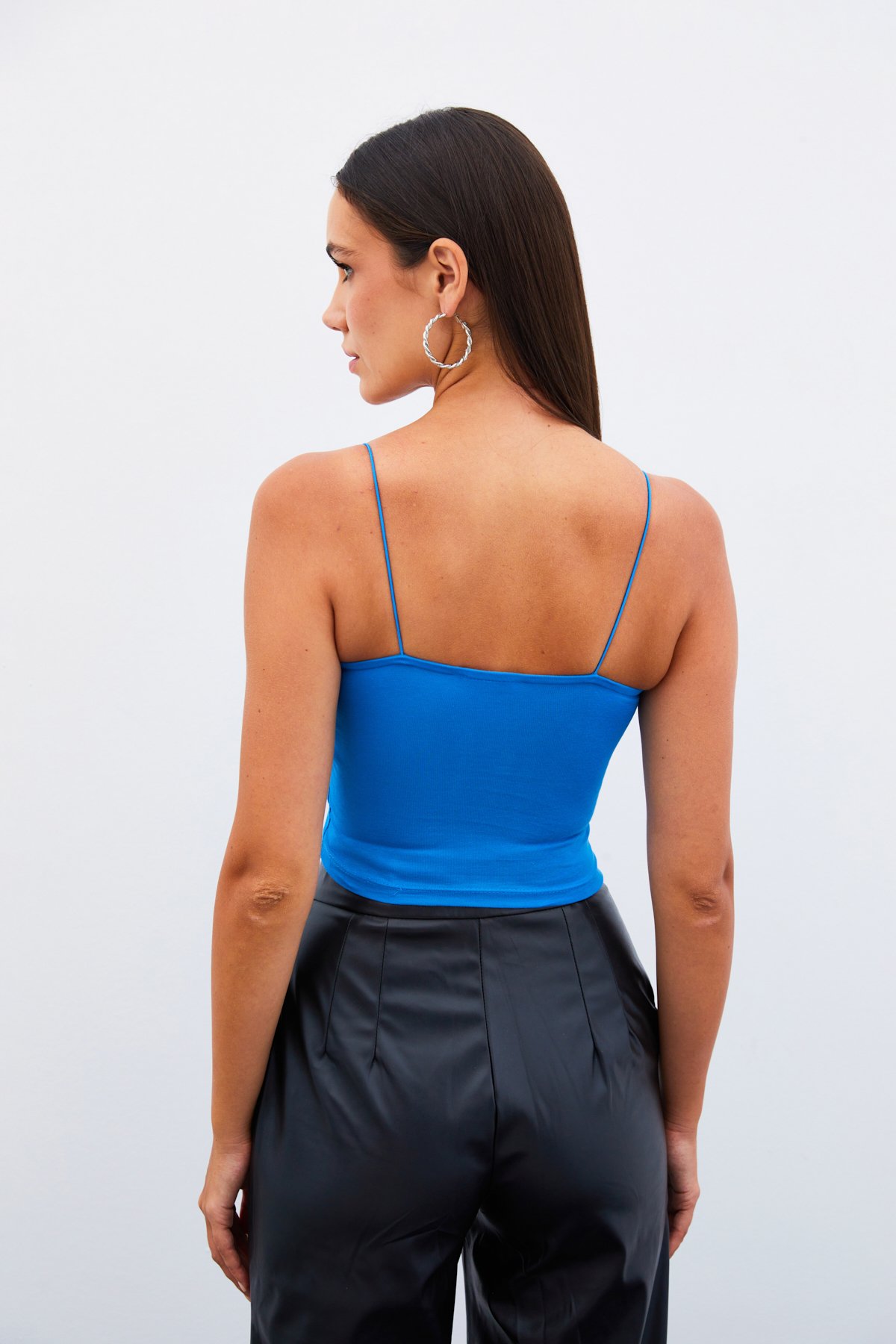 İp Askılı Crop Bluz - MAVİ