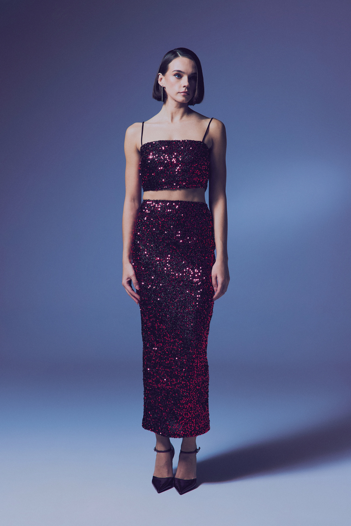 İp Askılı Payet Crop - Bordo