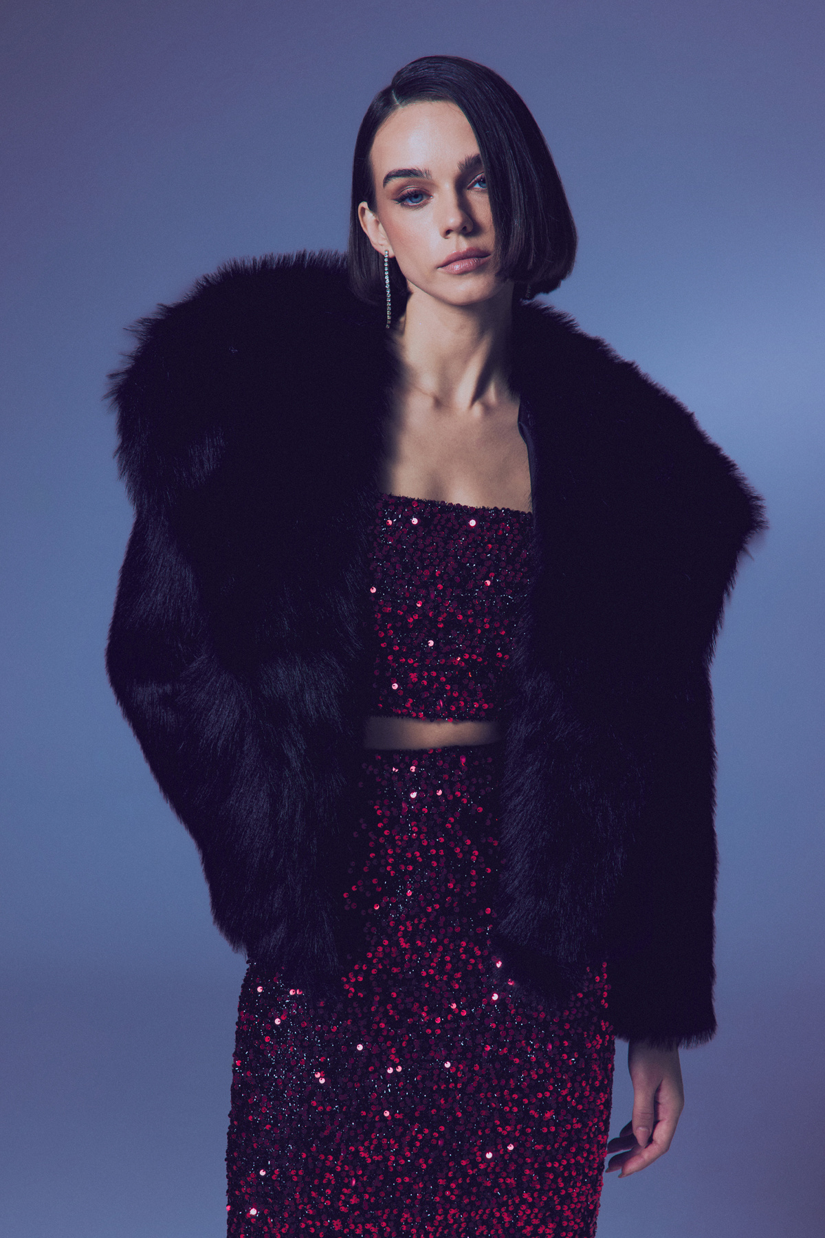 İp Askılı Payet Crop - Bordo