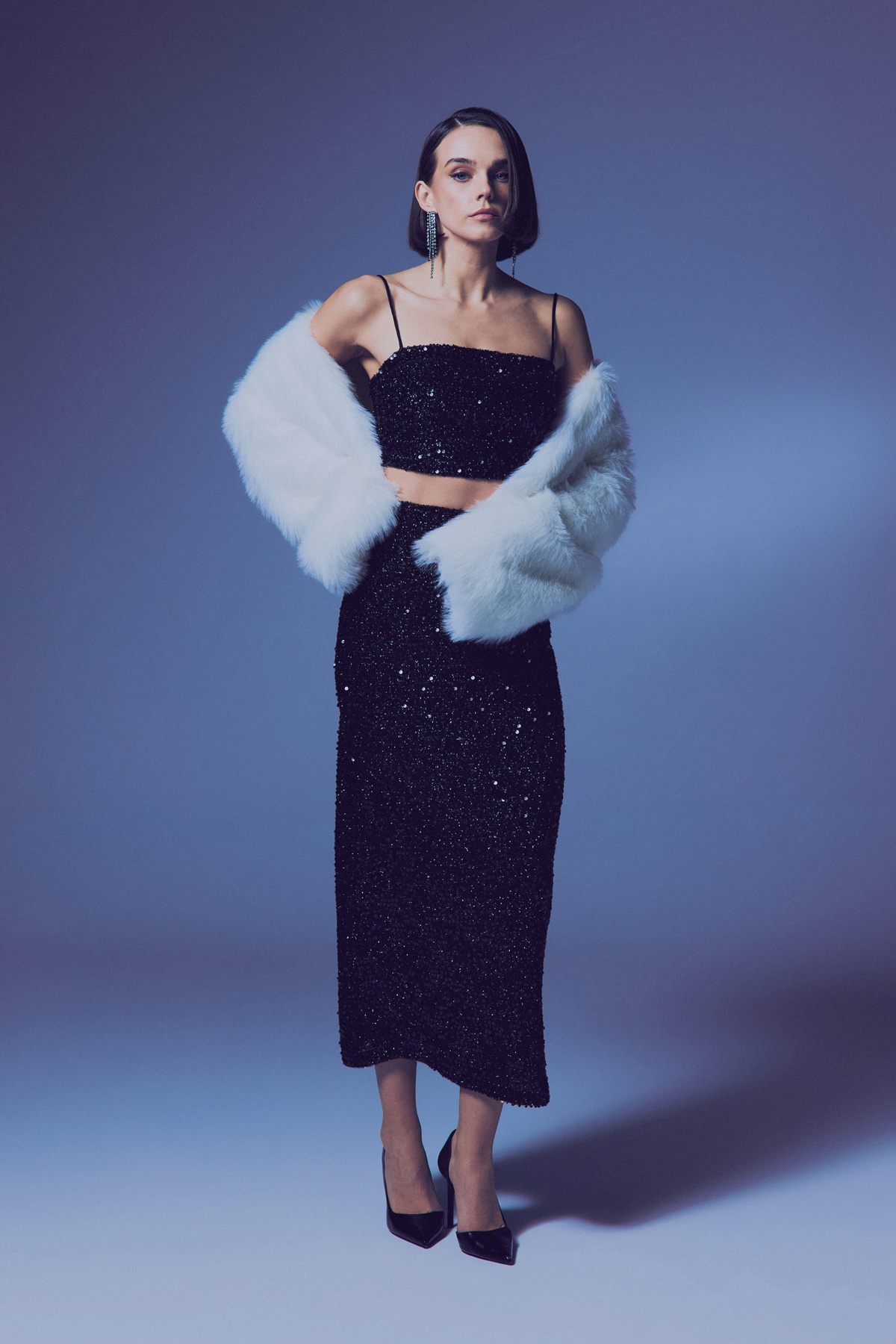 İp Askılı Payet Crop - Siyah