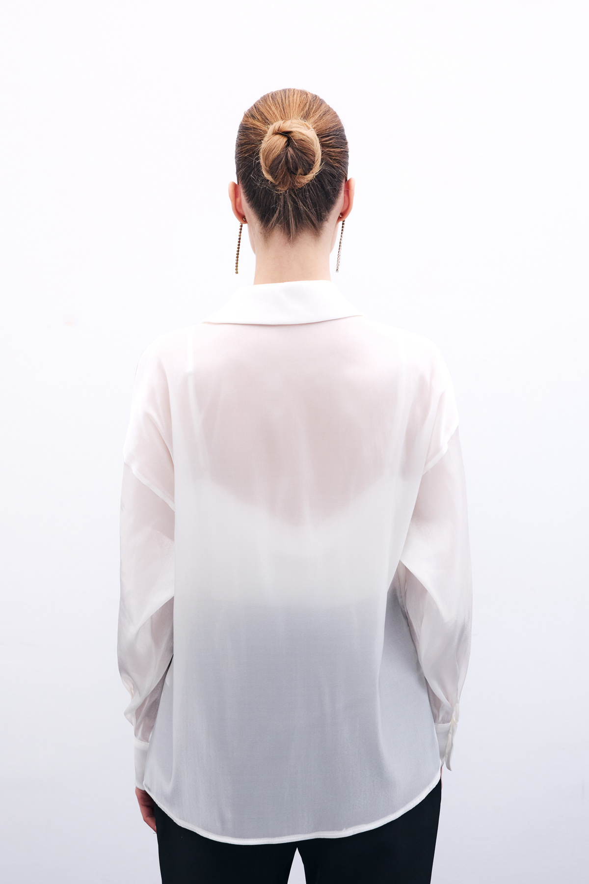 İşlemeli Organze Gömlek - Ekru