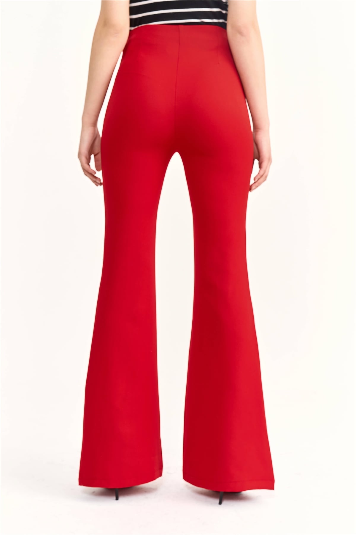 Flared crepe trousers - RED