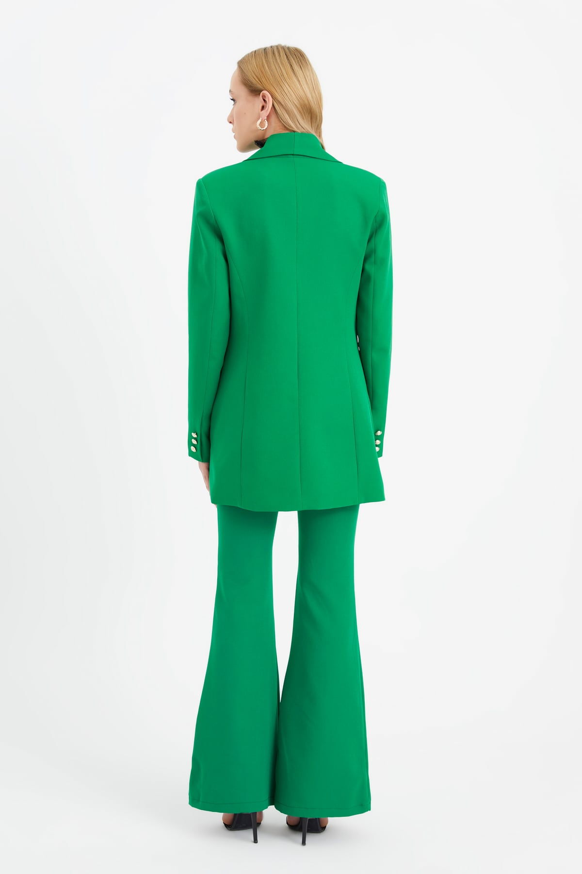 Flared crepe trousers - EMERALD