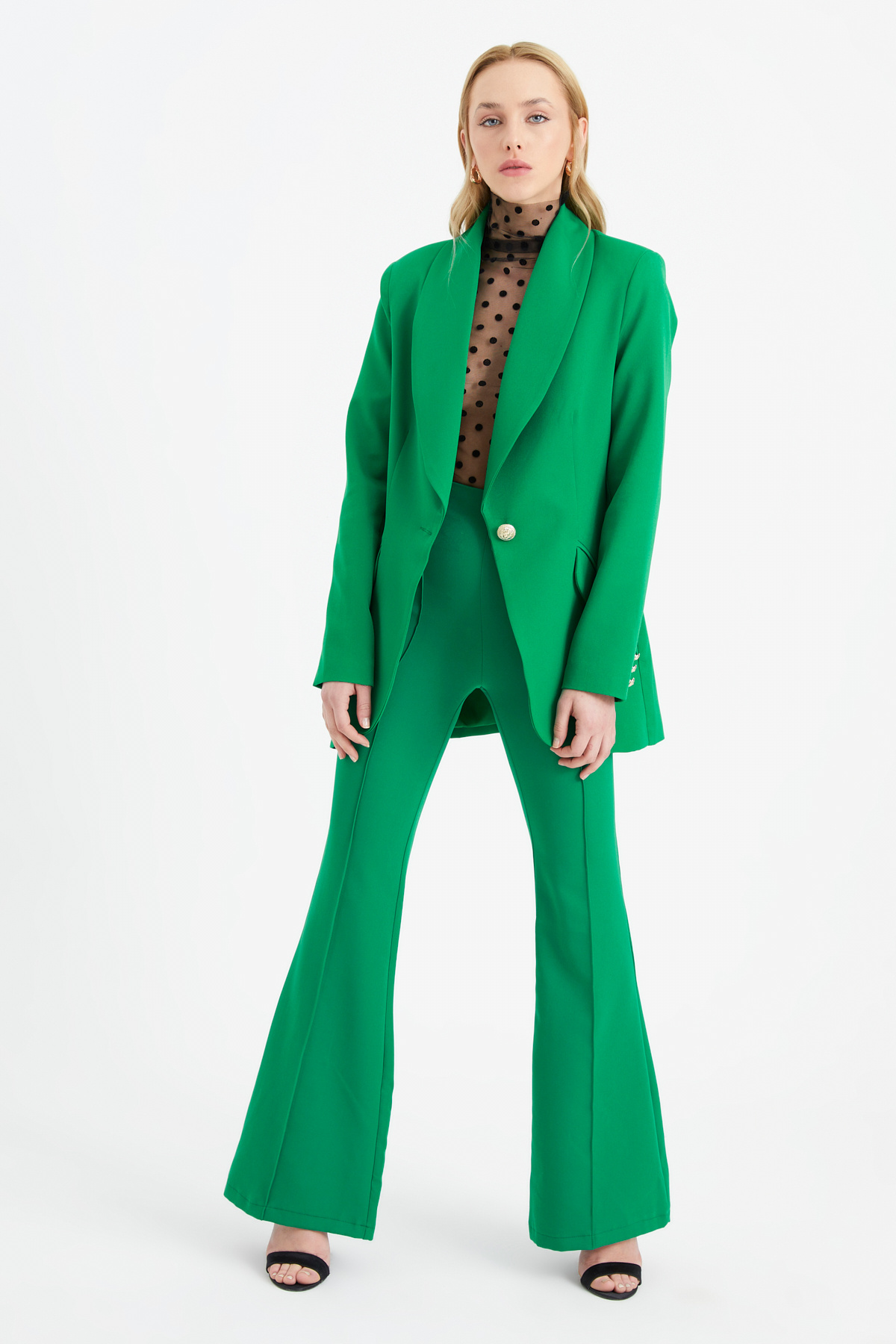 Flared crepe trousers - EMERALD