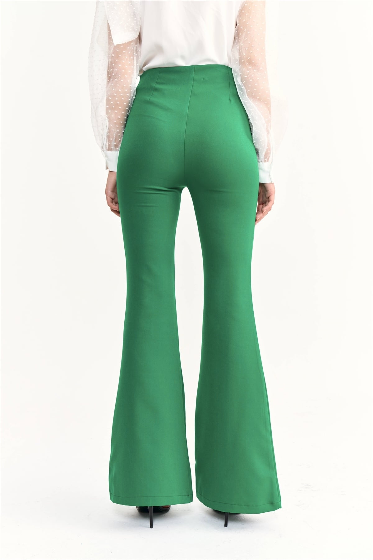 Flared crepe trousers - EMERALD