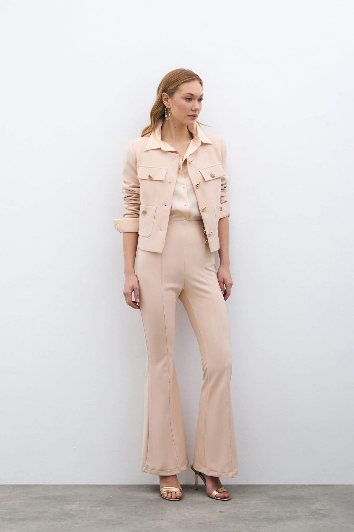 İspanyol Paça Pantolon - BEJ