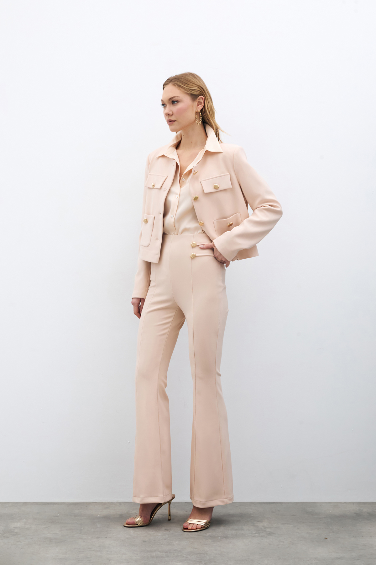 İspanyol Paça Pantolon - BEJ