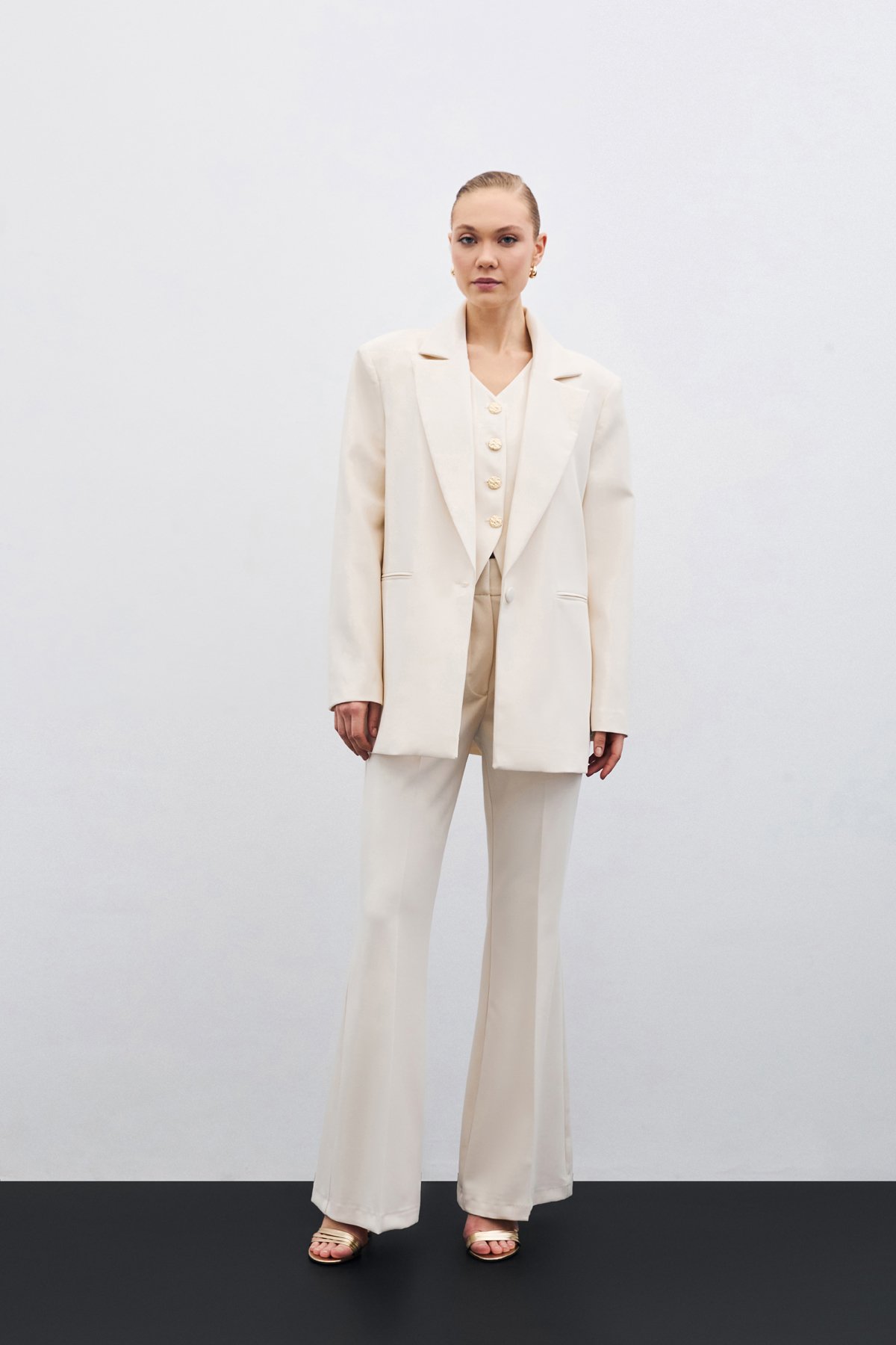 İspanyol Paça Pantolon - Bej