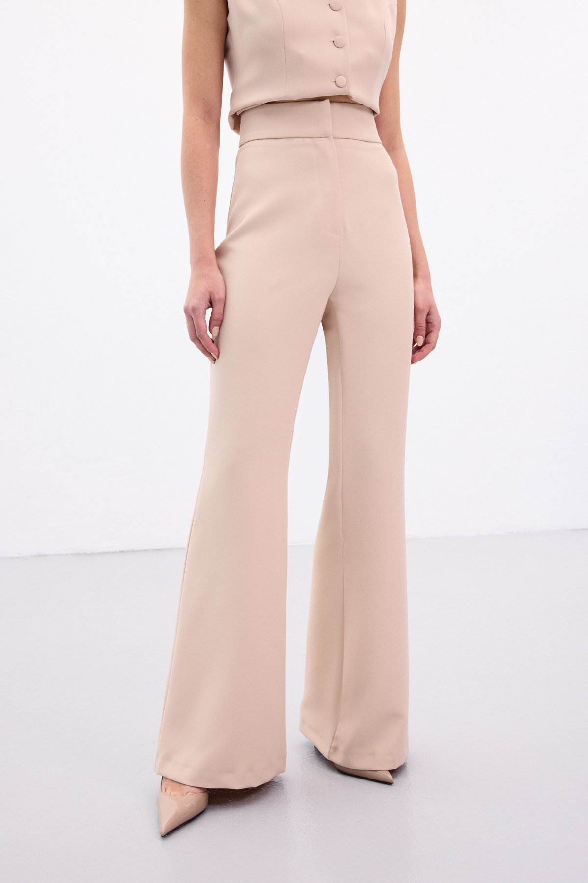 İspanyol Paça Pantolon - Bej