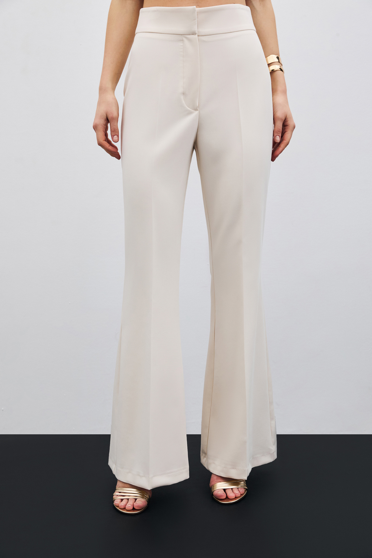 İspanyol Paça Pantolon - Bej